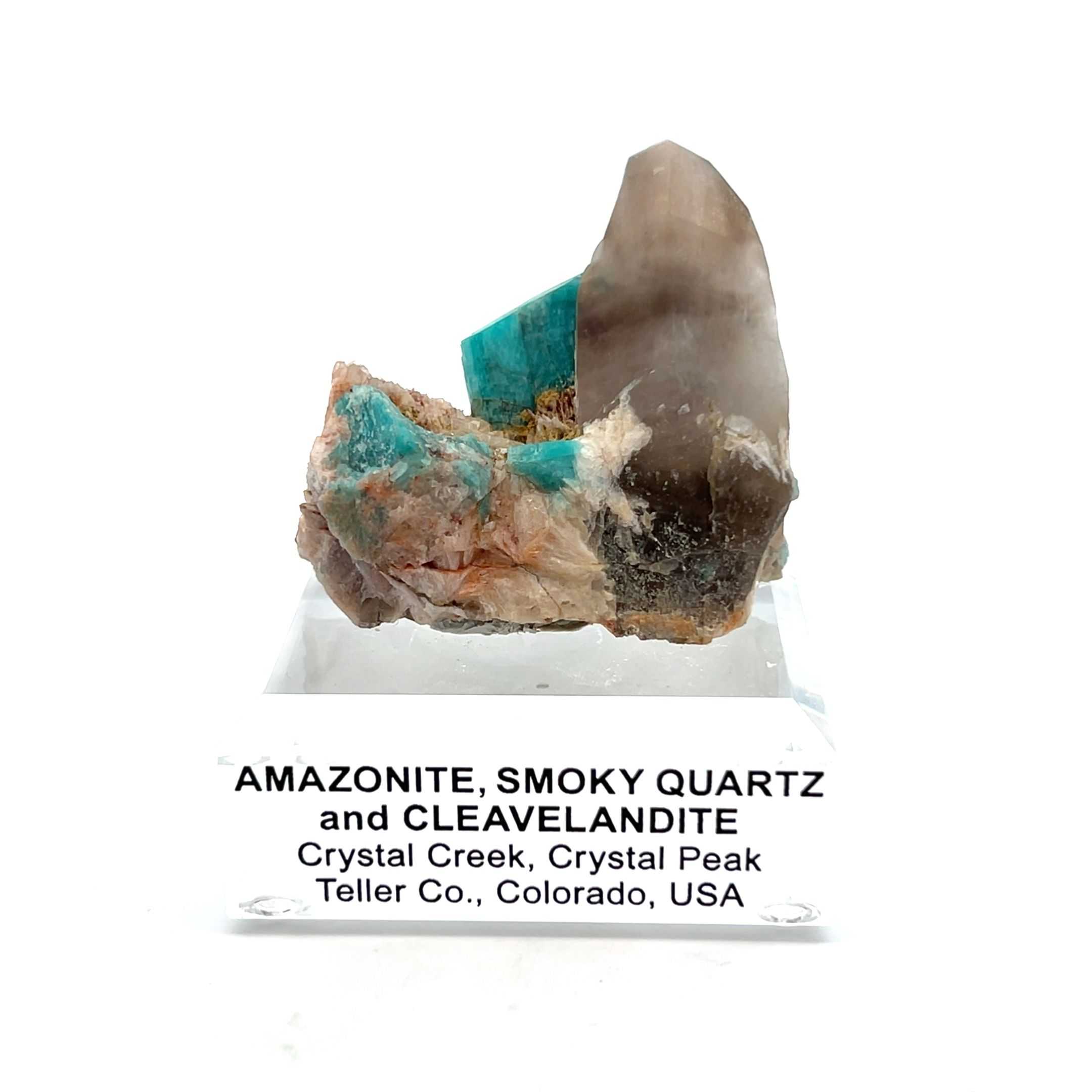 Amazonite & smoky quartz w/ Cleavelandite