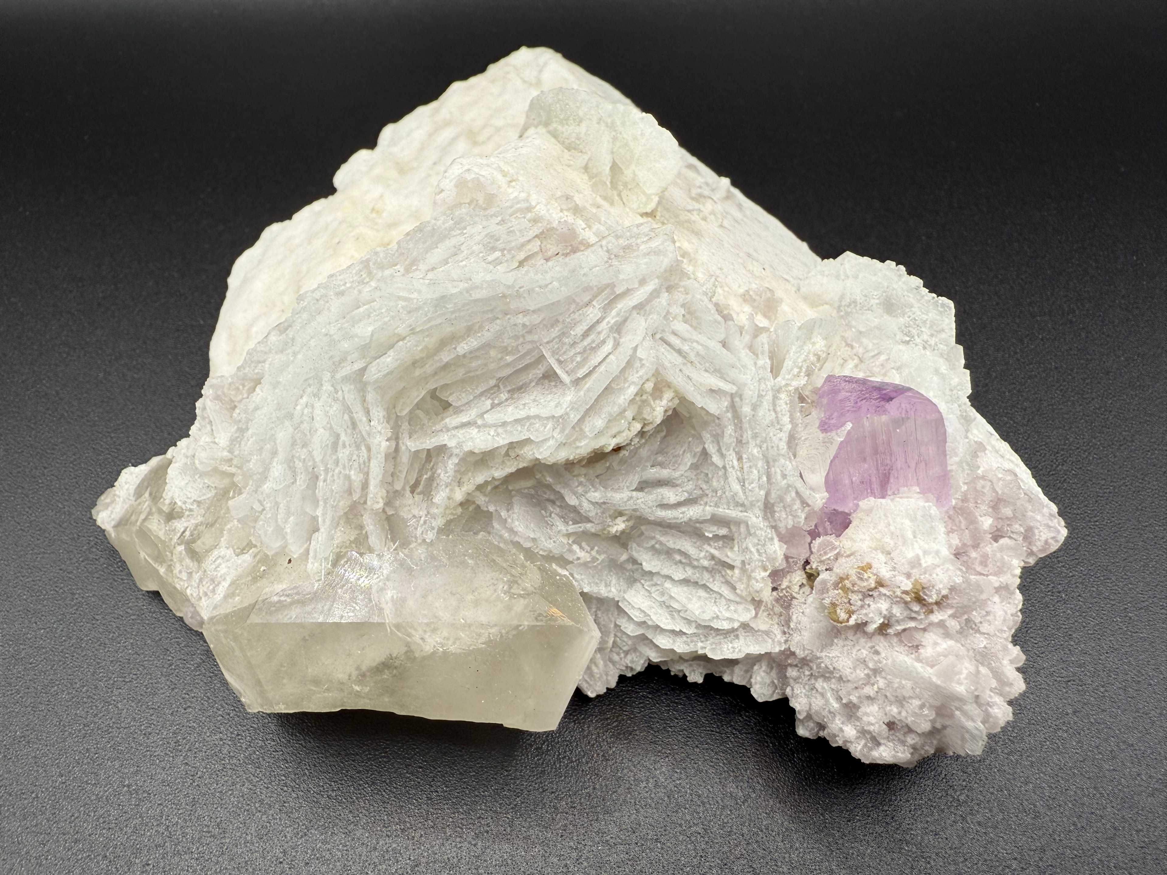 Kunzite & Quartz on Clevlandite