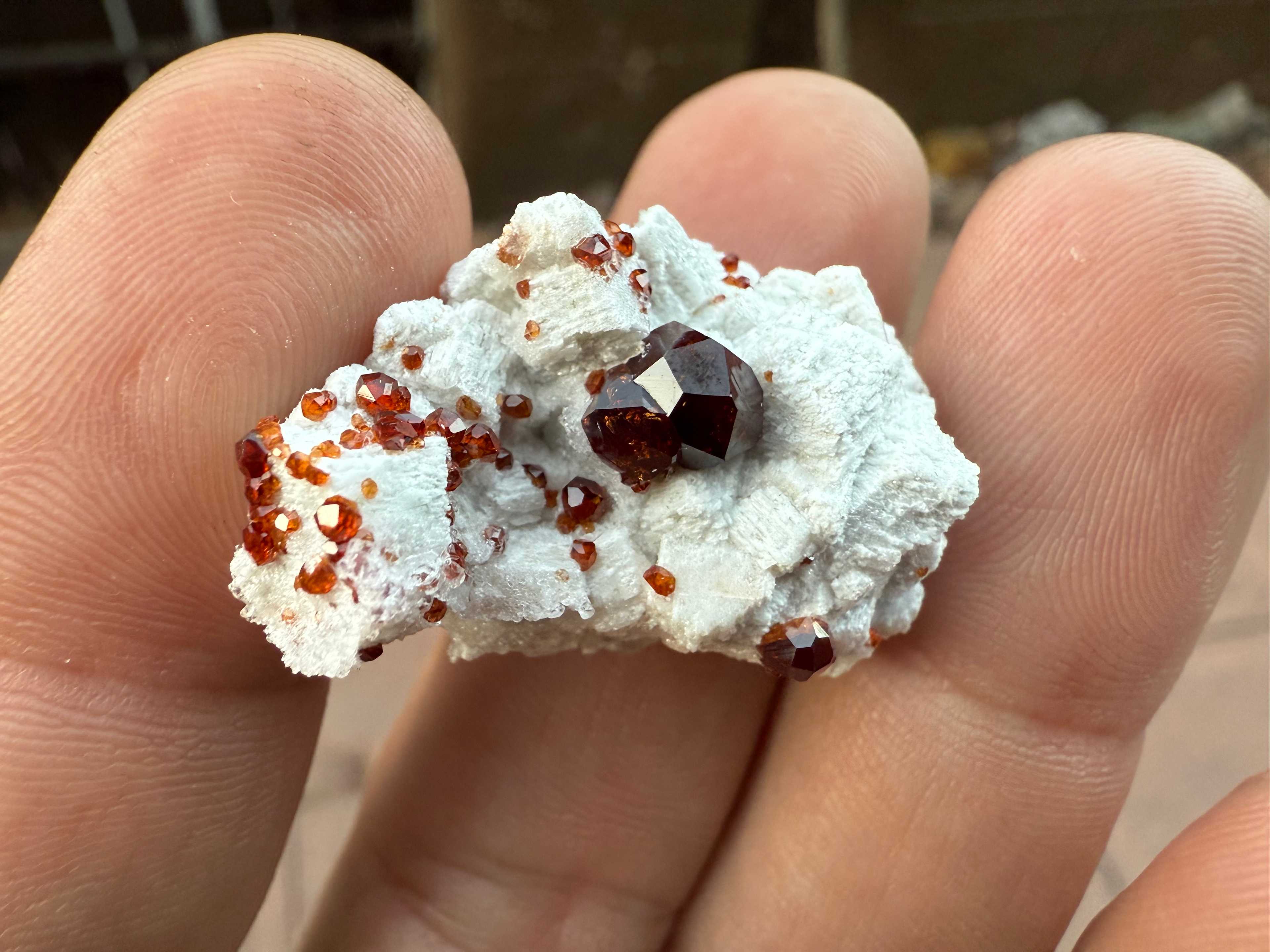 Spessartine on microcline