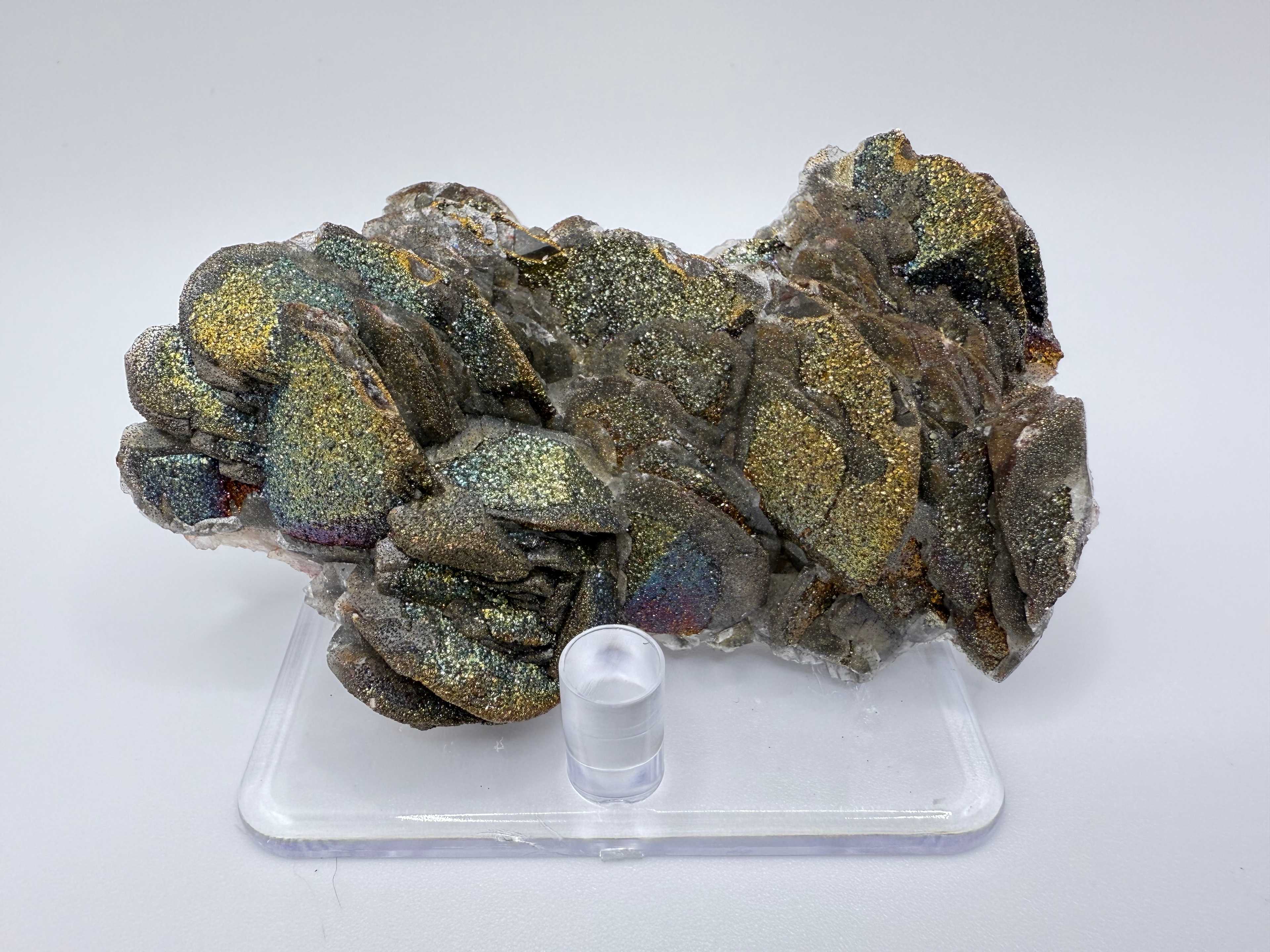 Calcite w/ iridescent chalcopyrite
