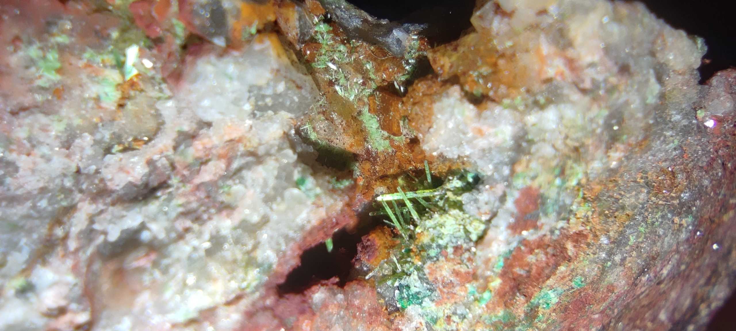 Olivenite on quartz from Black Forest Germany 