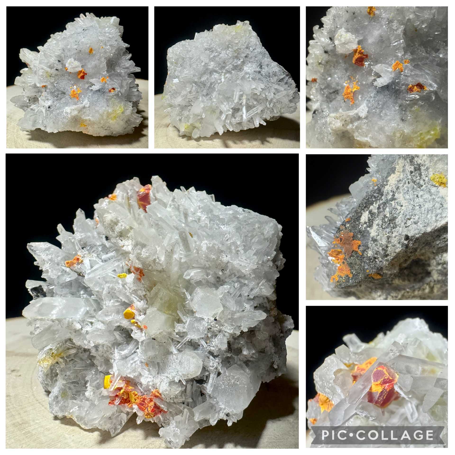 Peruvian Quartz cluster w/ Realgar