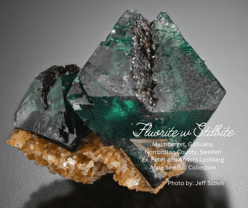 Emerald Green Fluorite w Stilbite