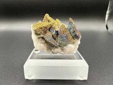 Iridescent Chalcopyrite on Calcite