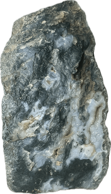 Standing face-cut Scenic Indian Moss Agate 