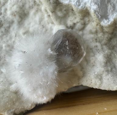 Indian Fibrous Okenite ball with Calcite