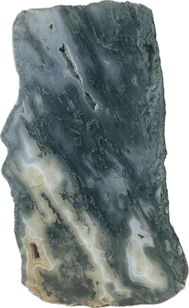 Standing face-cut Scenic Indian Moss Agate 