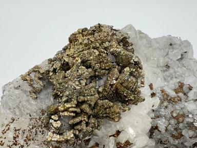 Chalcopyrite on Calcite w/ Fluorite