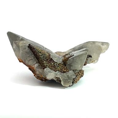Calcite with iridescent Chalcopyrite