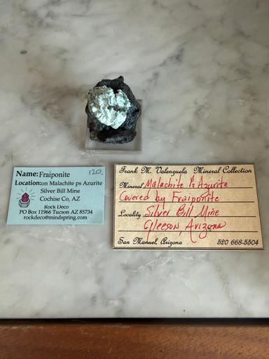 Malachite ps. Azurite covered by Fraipontite