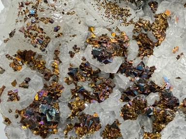 Chalcopyrite on Calcite w/ Fluorite